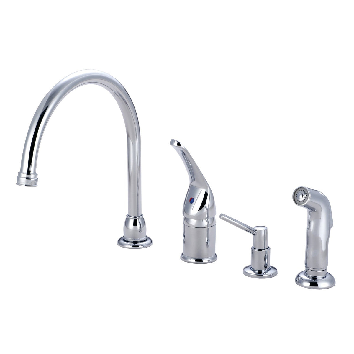 Chatham Single-Handle Widespread Kitchen Faucet with Side Sprayer and Soap Dispenser in Polished Chrome
