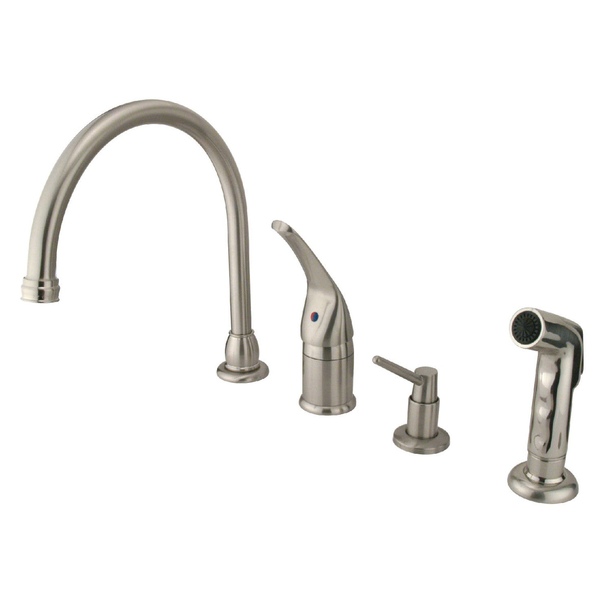Chatham Single-Handle Widespread Kitchen Faucet with Side Sprayer and Soap Dispenser in Brushed Nickel