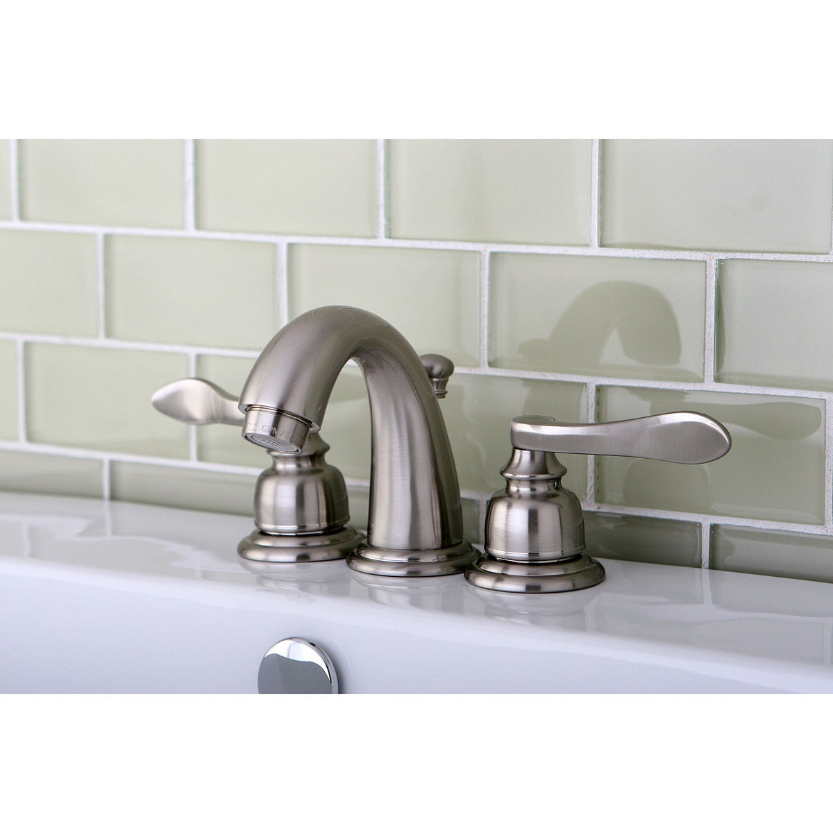 NuWave French Widespread Bathroom Faucet with Pop-Up Drain in Brushed Nickel