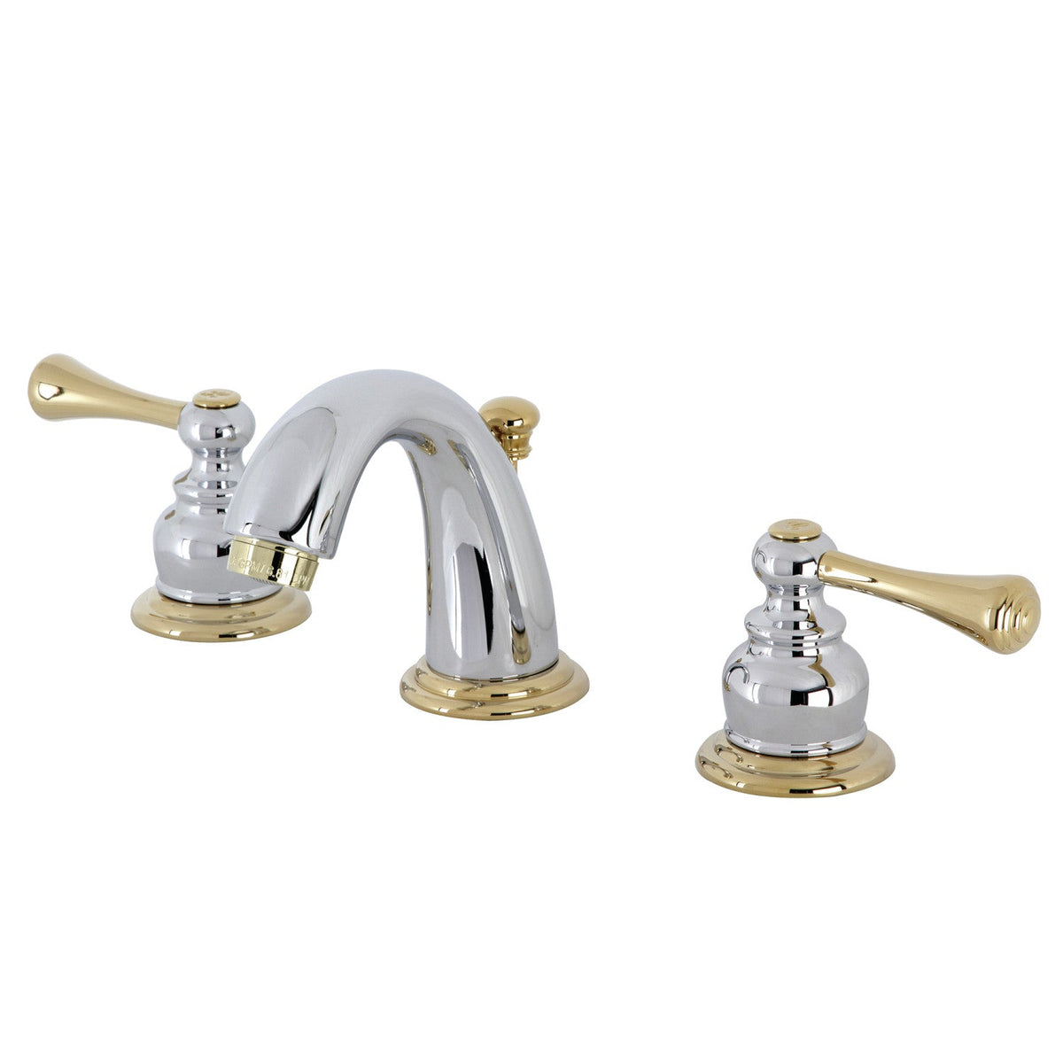 Vintage Widespread Bathroom Faucet with Pop-Up Drain in Polished Chrome/Polished Brass