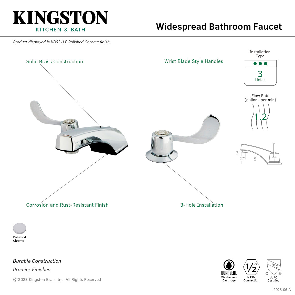 Vista Widespread Bathroom Faucet in Polished Chrome