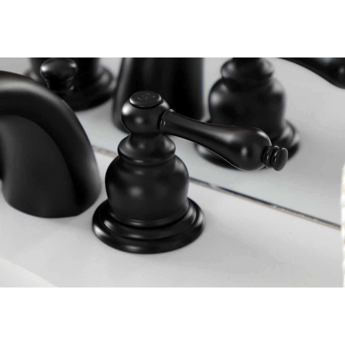 Victorian Mini-Widespread Bathroom Faucet with Pop-Up Drain in Matte Black