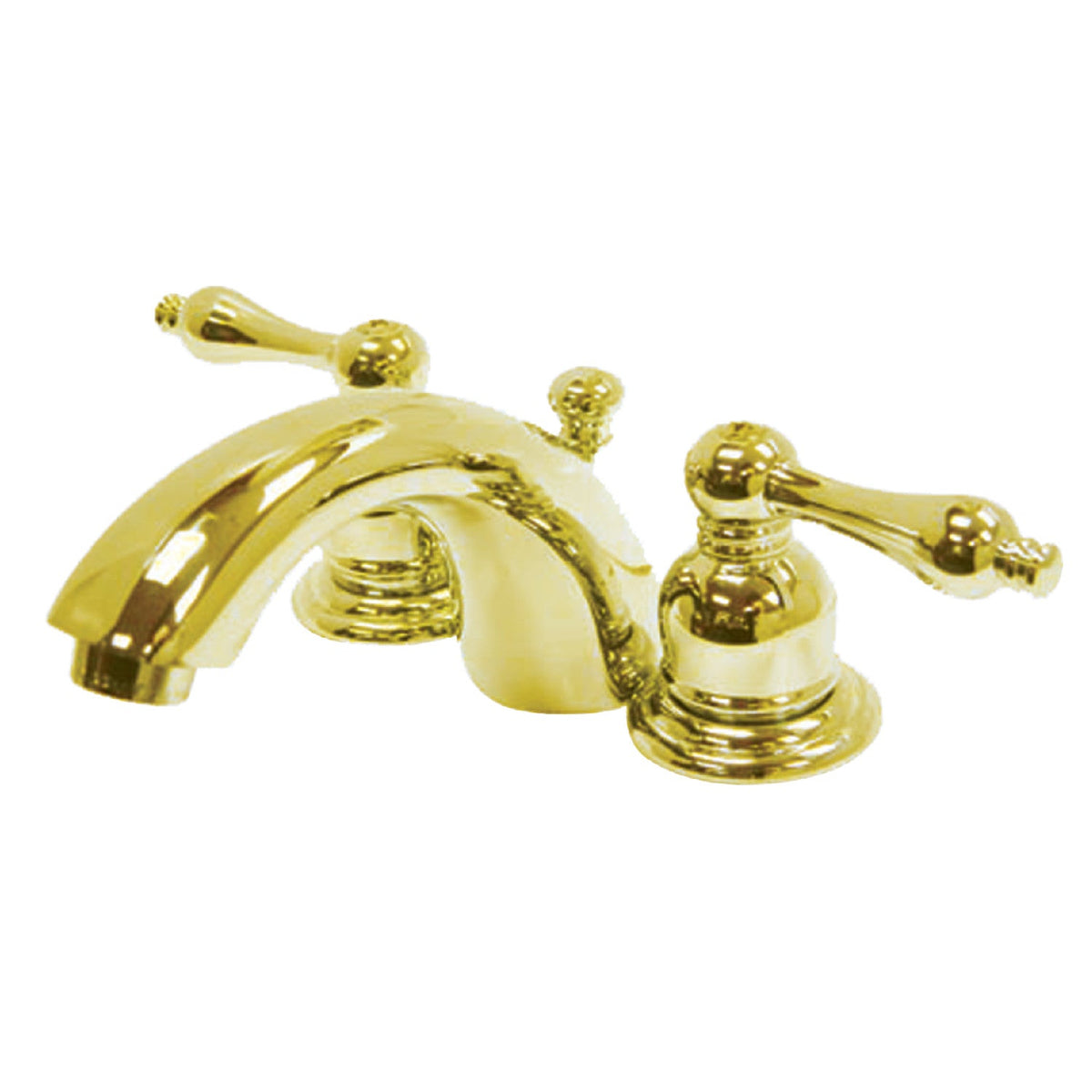 Victorian Mini-Widespread Bathroom Faucet with Pop-Up Drain in Polished Brass