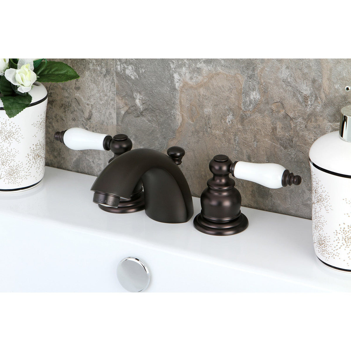Victorian Mini-Widespread Bathroom Faucet with Pop-Up Drain in Oil Rubbed Bronze
