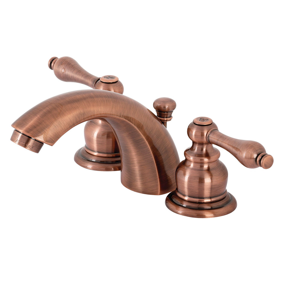 Victorian Mini-Widespread Bathroom Faucet with Pop-Up Drain in Antique Copper