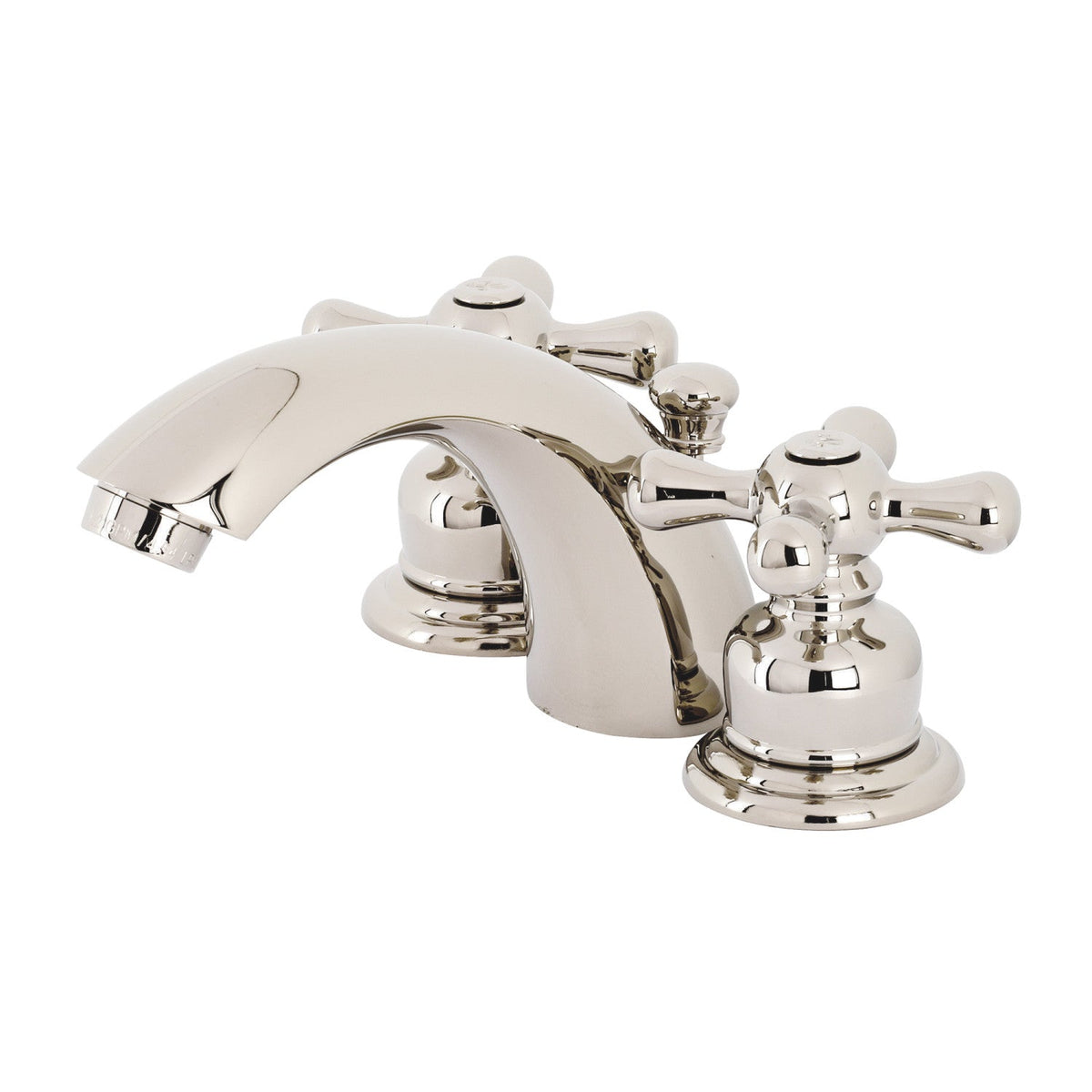 Victorian Mini-Widespread Bathroom Faucet with Pop-Up Drain in Polished Nickel