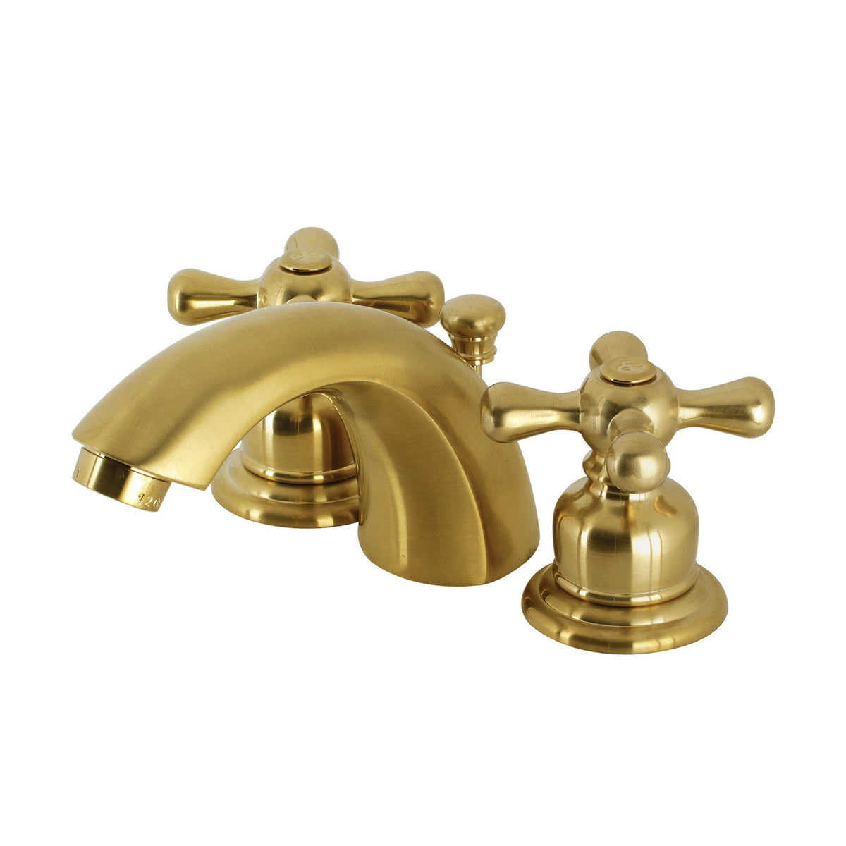 Victorian Mini-Widespread Bathroom Faucet with Pop-Up Drain in Brushed Brass