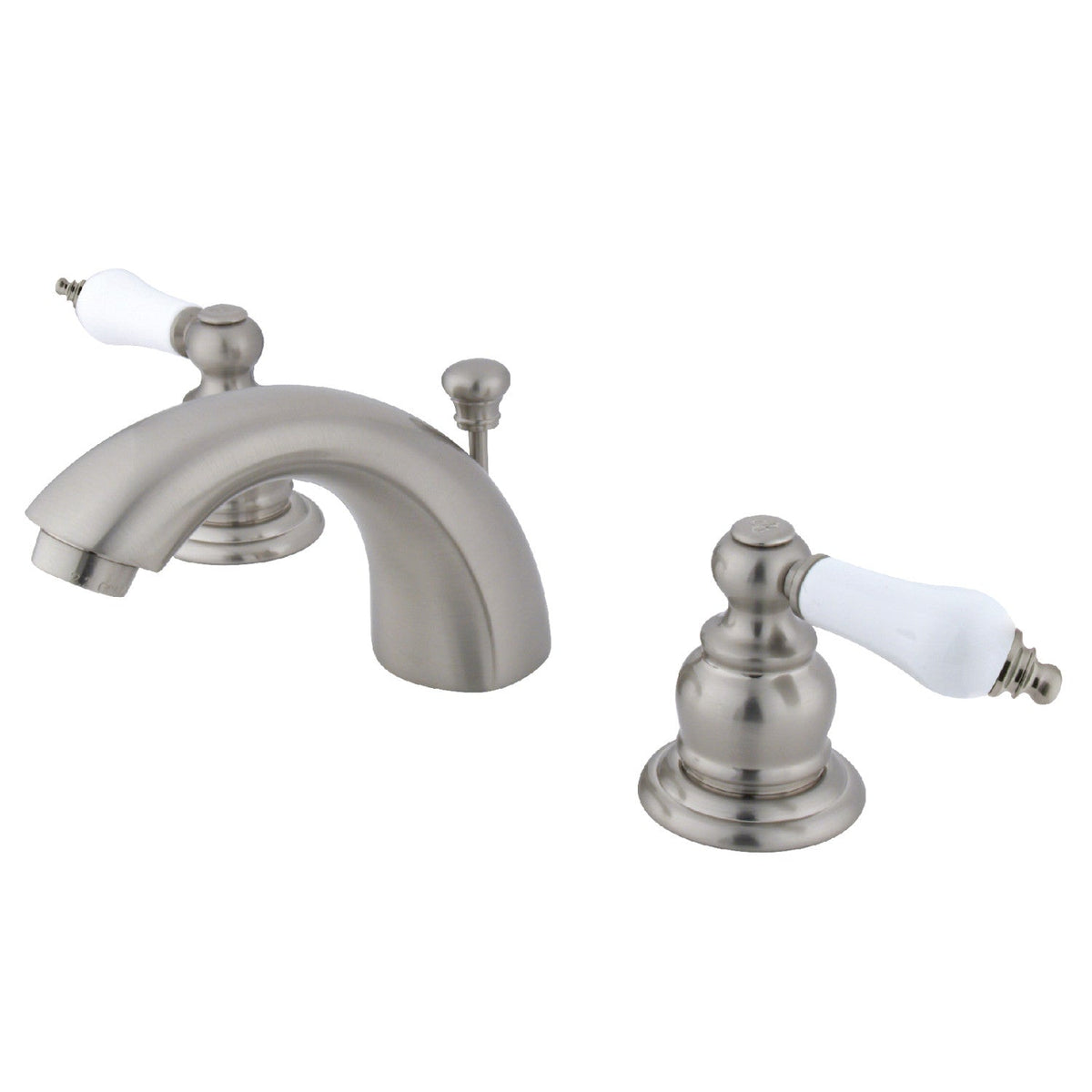 Victorian Mini-Widespread Bathroom Faucet with Pop-Up Drain in Brushed Nickel