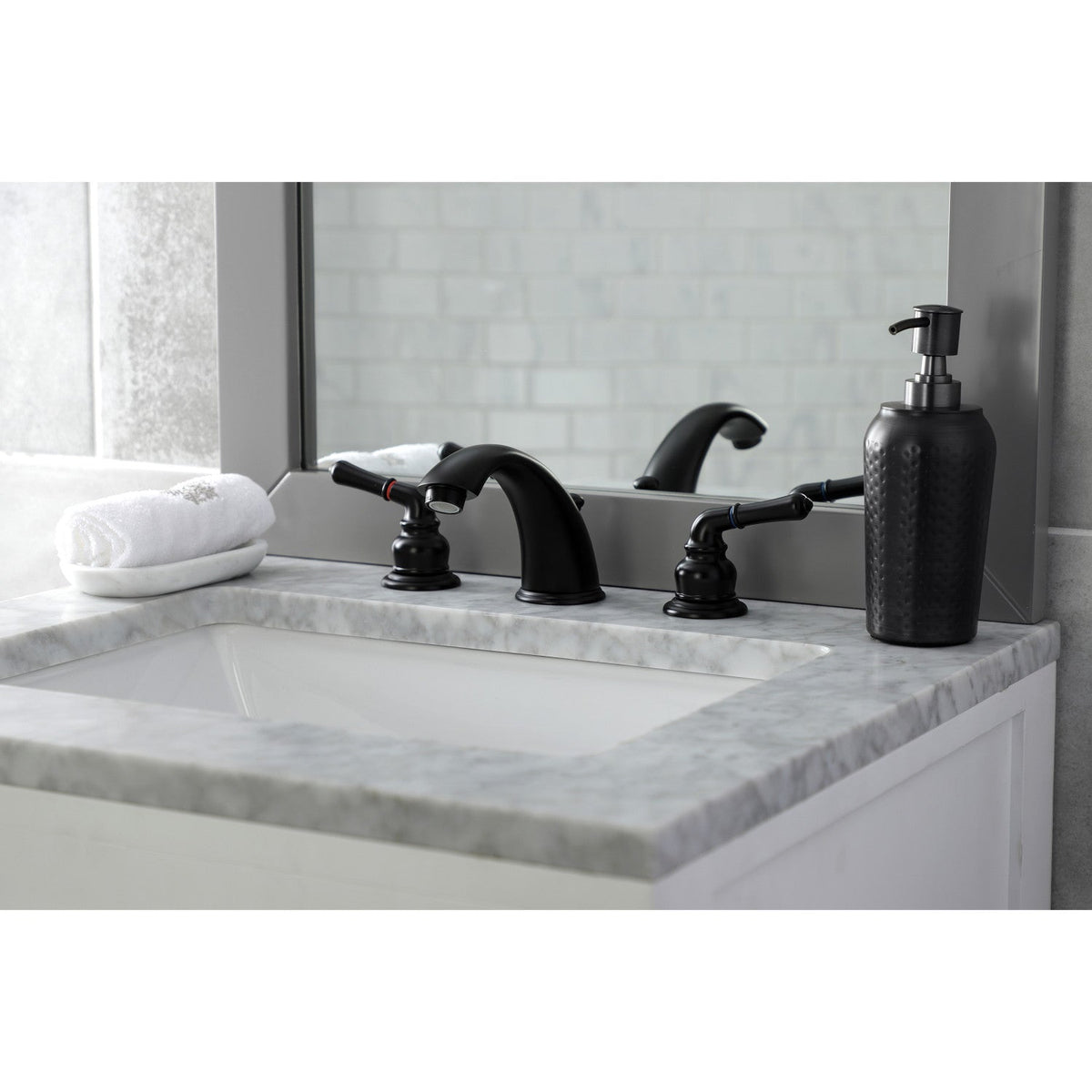 Magellan Widespread Bathroom Faucet with Pop-Up Drain in Matte Black