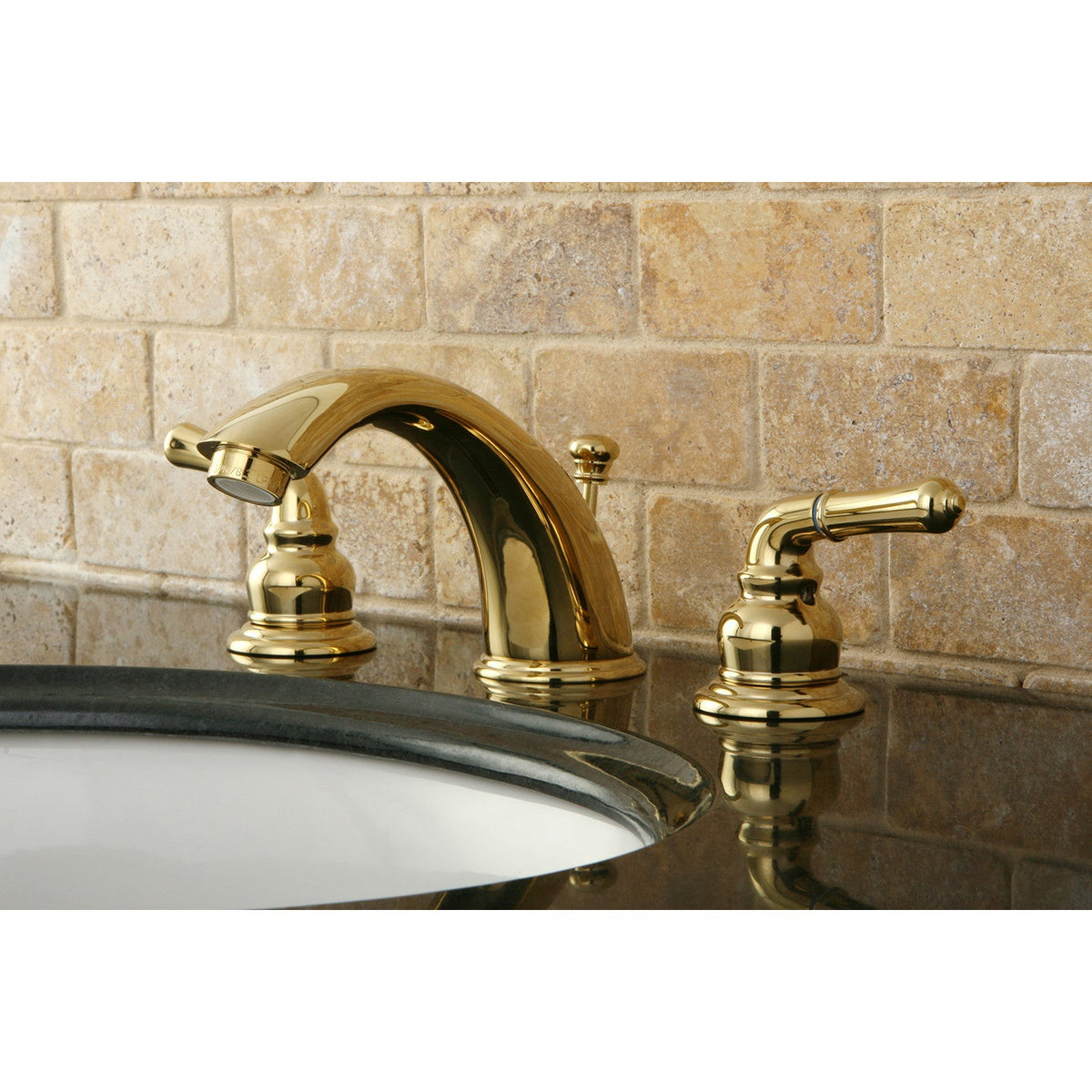 Magellan Widespread Bathroom Faucet with Pop-Up Drain in Polished Brass