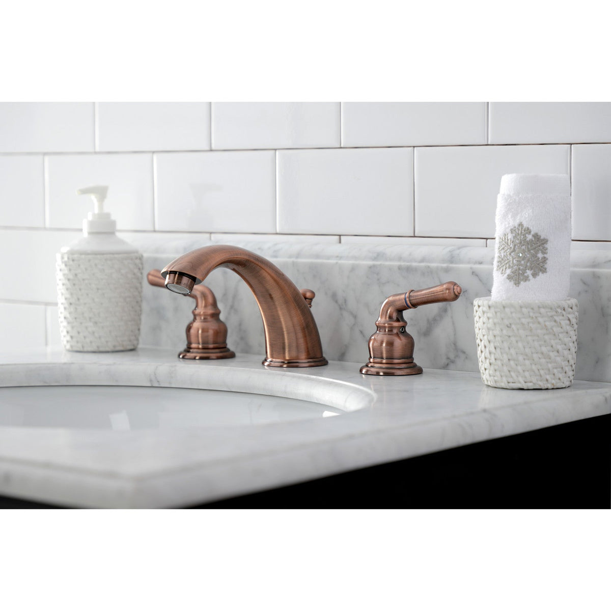 Magellan Widespread Bathroom Faucet with Pop-Up Drain in Antique Copper