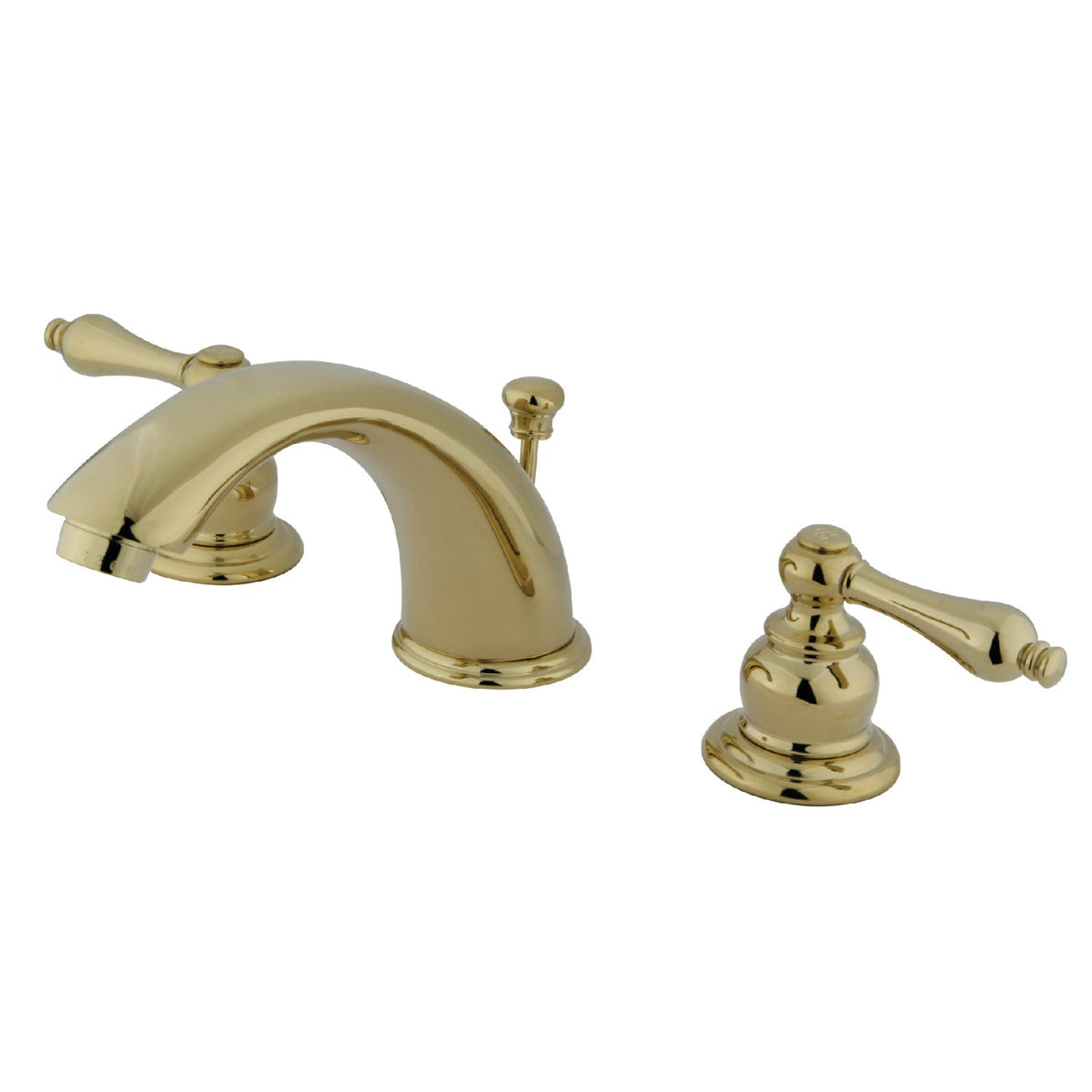 Victorian Widespread Bathroom Faucet with Pop-Up Drain in Polished Brass