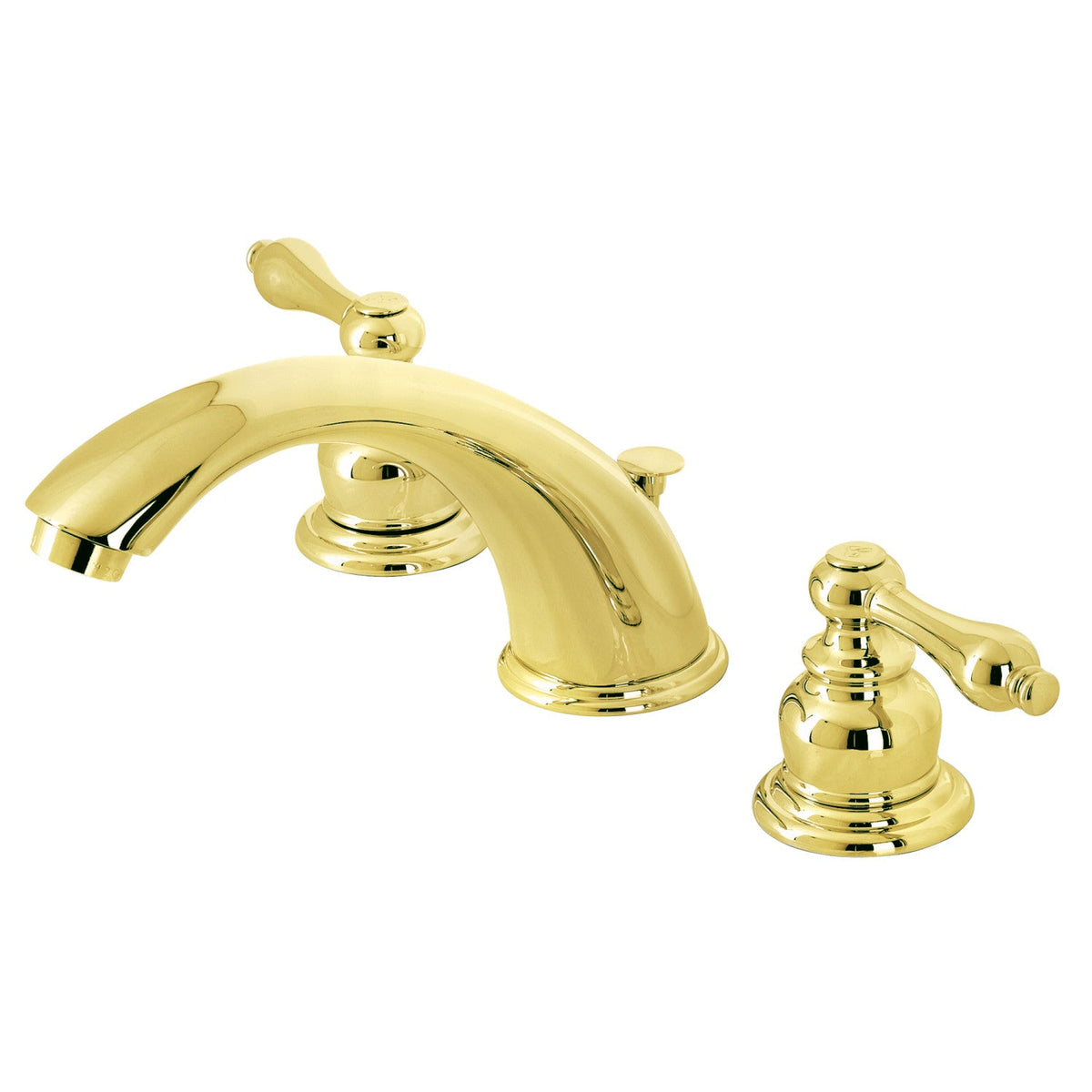 Victorian Widespread Bathroom Faucet with Brass Pop-Up in Polished Brass