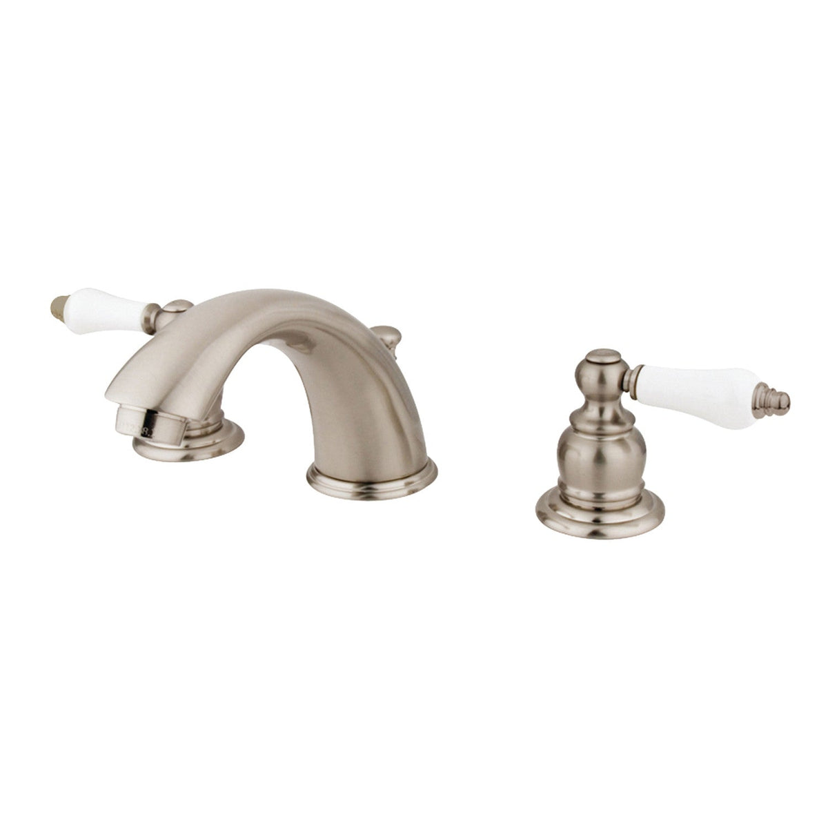 Victorian Widespread Bathroom Faucet with Pop-Up Drain in Brushed Nickel