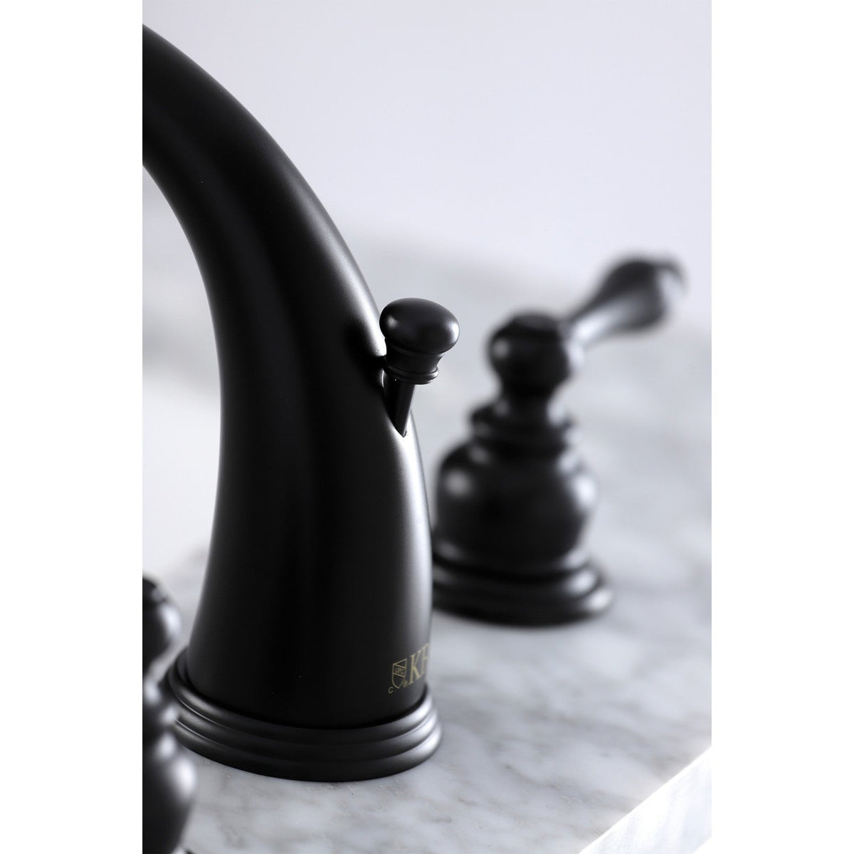 Victorian Widespread Bathroom Faucet with Pop-Up Drain in Matte Black