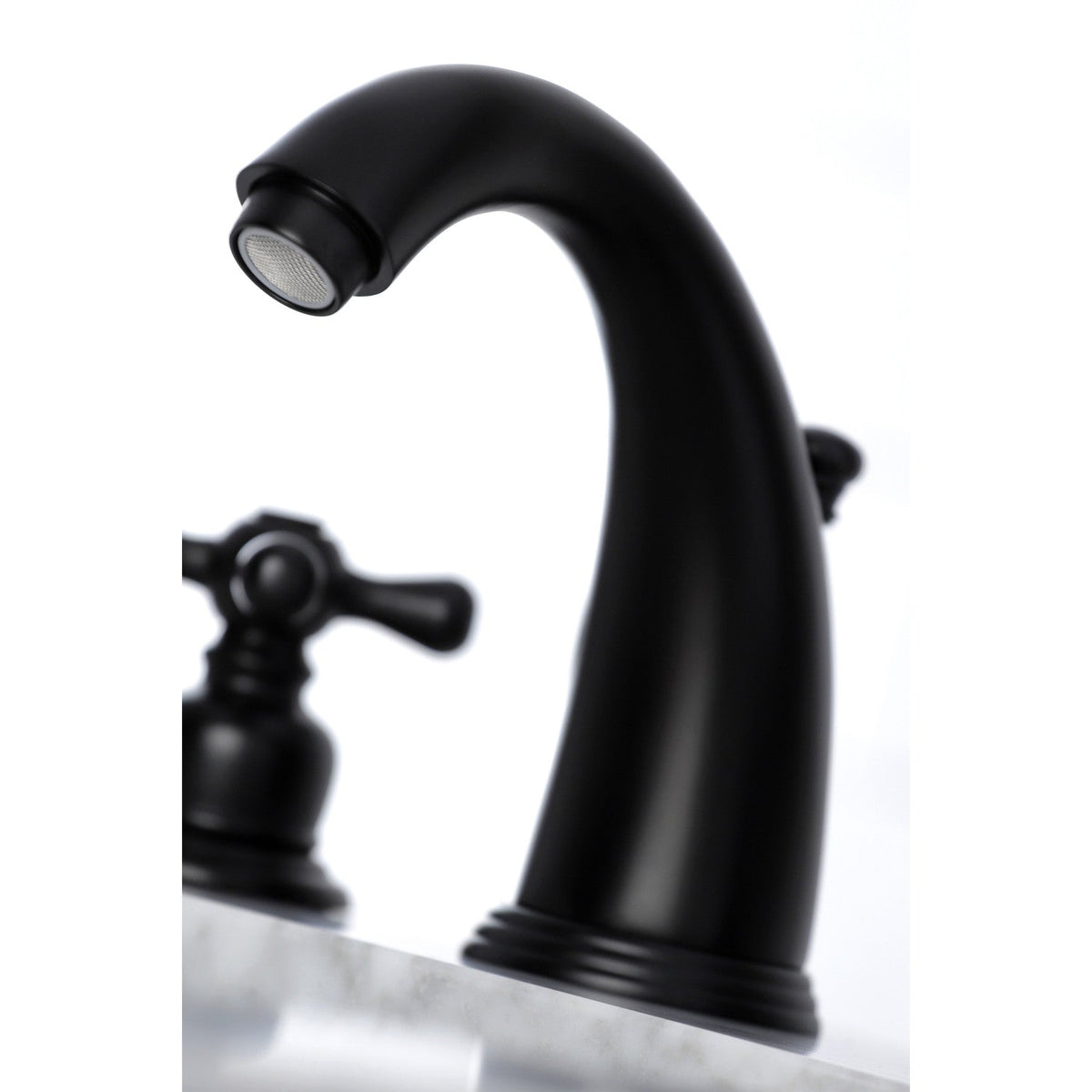 Victorian Widespread Bathroom Faucet with Pop-Up Drain in Matte Black