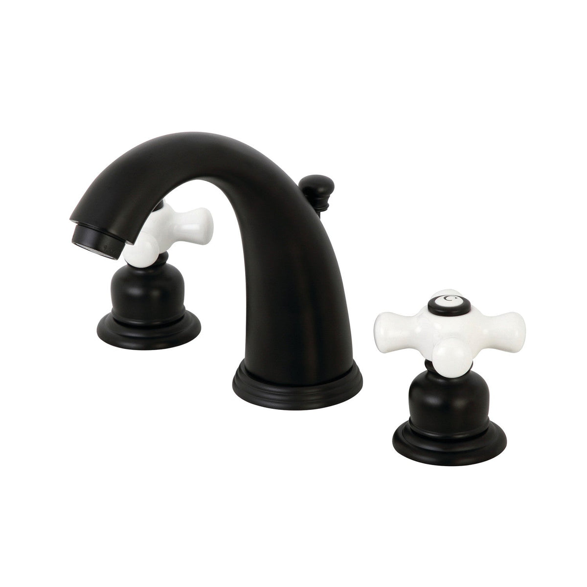 Victorian Widespread Bathroom Faucet with Pop-Up Drain in Matte Black