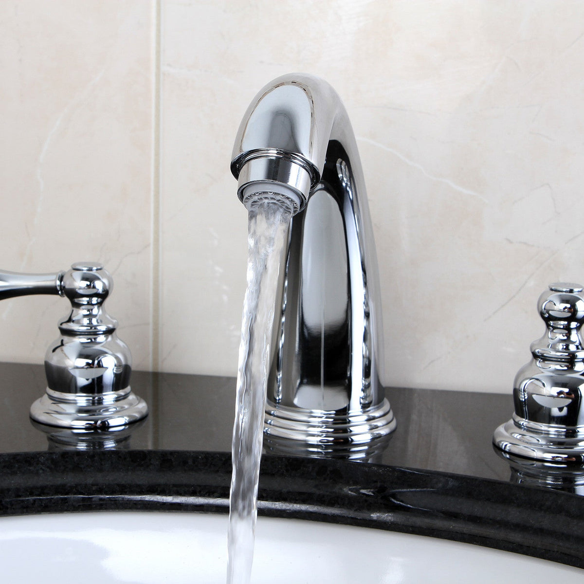 Victorian Widespread Bathroom Faucet with Pop-Up Drain in Polished Chrome
