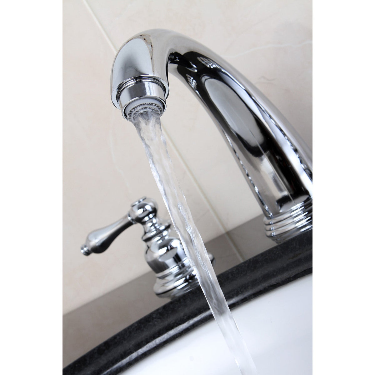 Victorian Widespread Bathroom Faucet with Pop-Up Drain in Polished Chrome
