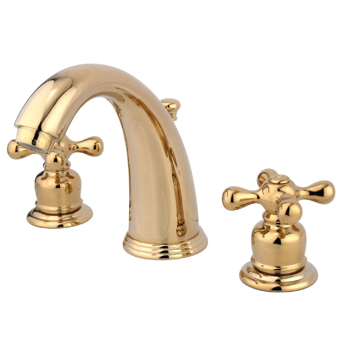 Victorian Widespread Bathroom Faucet with Pop-Up Drain in Polished Brass
