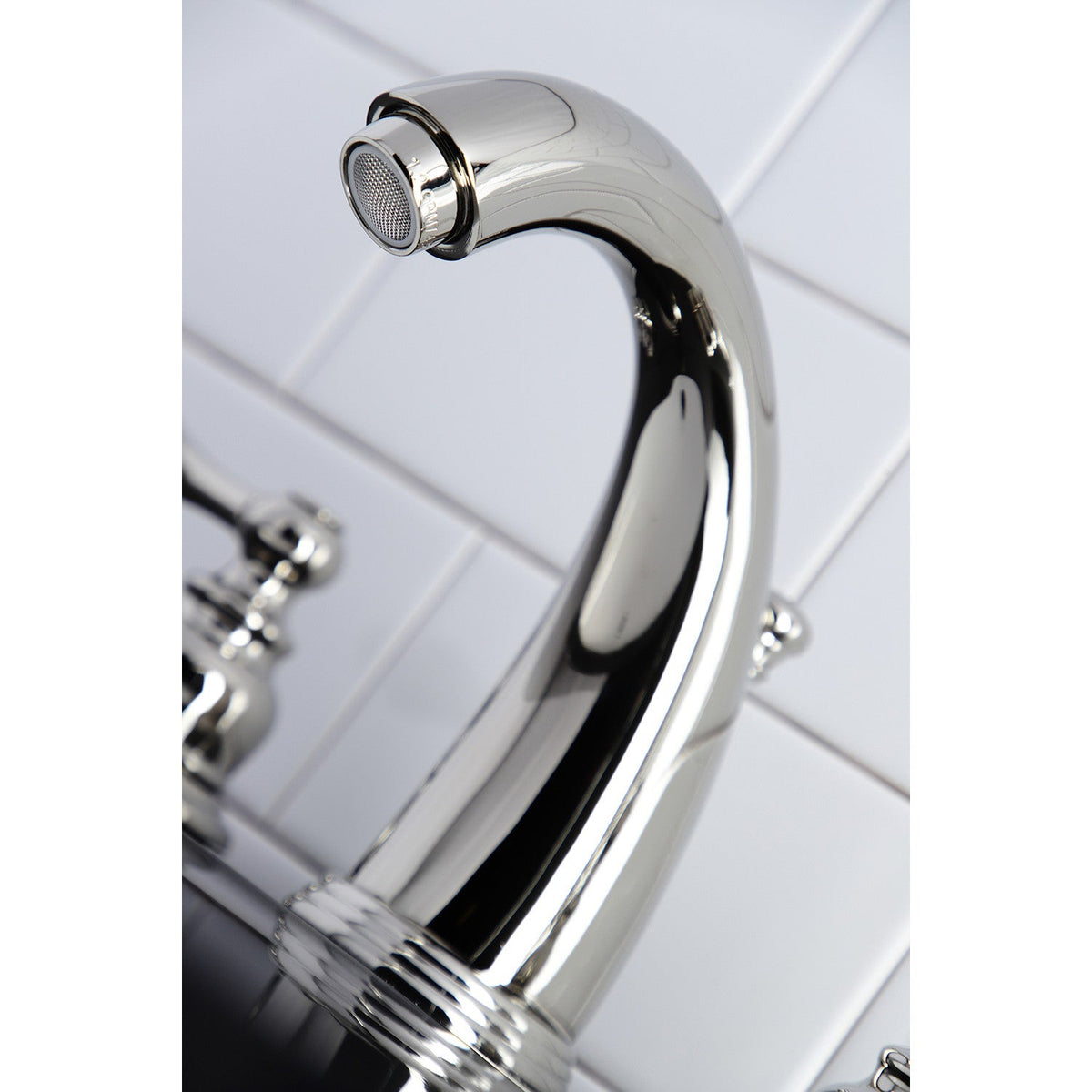 Victorian Widespread Bathroom Faucet with Pop-Up Drain in Polished Nickel