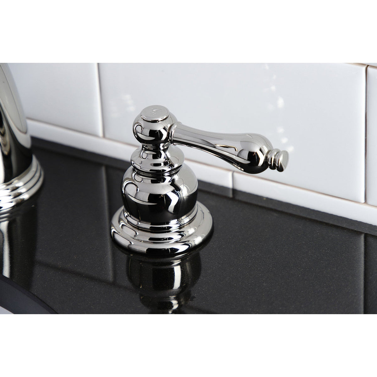 Victorian Widespread Bathroom Faucet with Pop-Up Drain in Polished Nickel