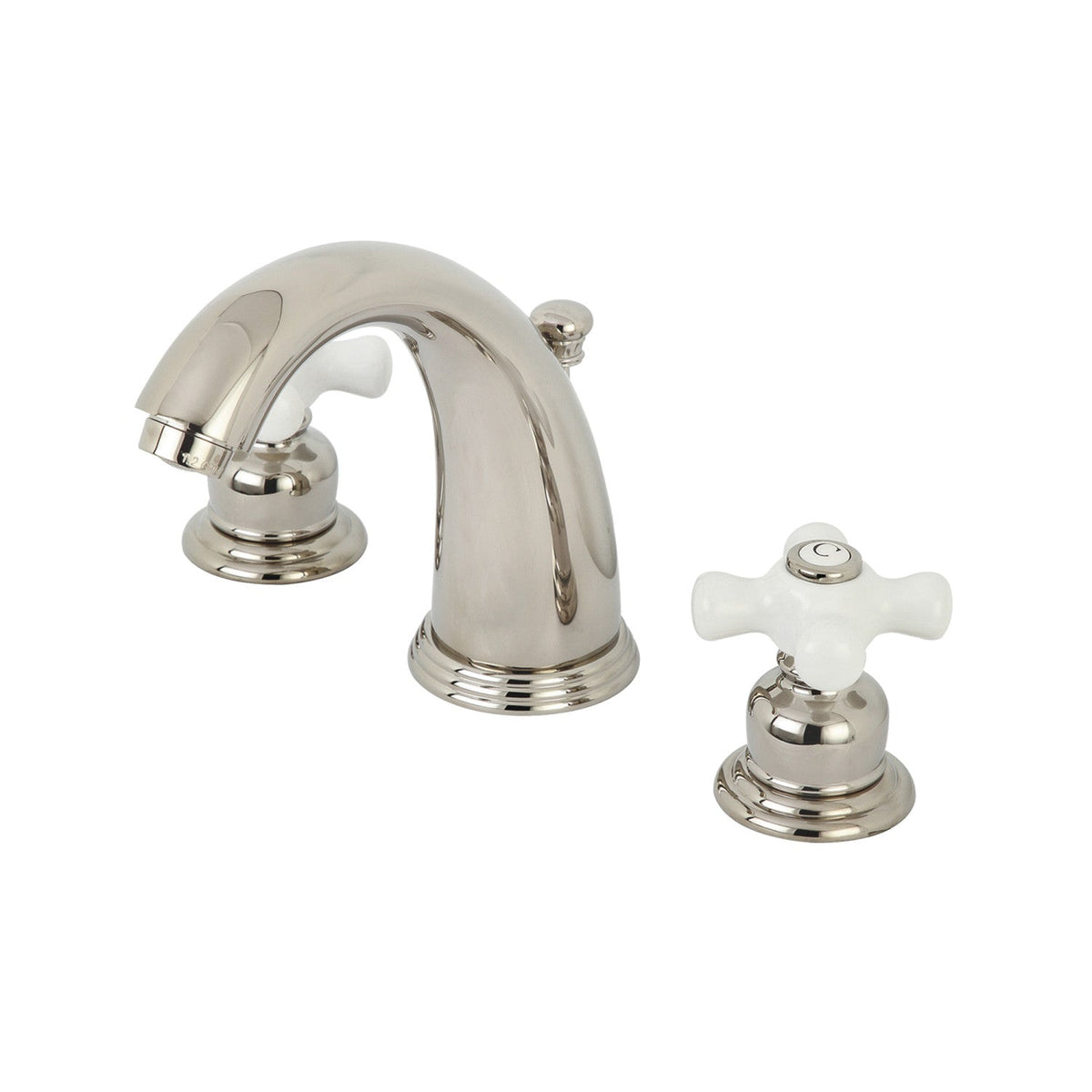 Victorian Widespread Bathroom Faucet with Pop-Up Drain in Polished Nickel