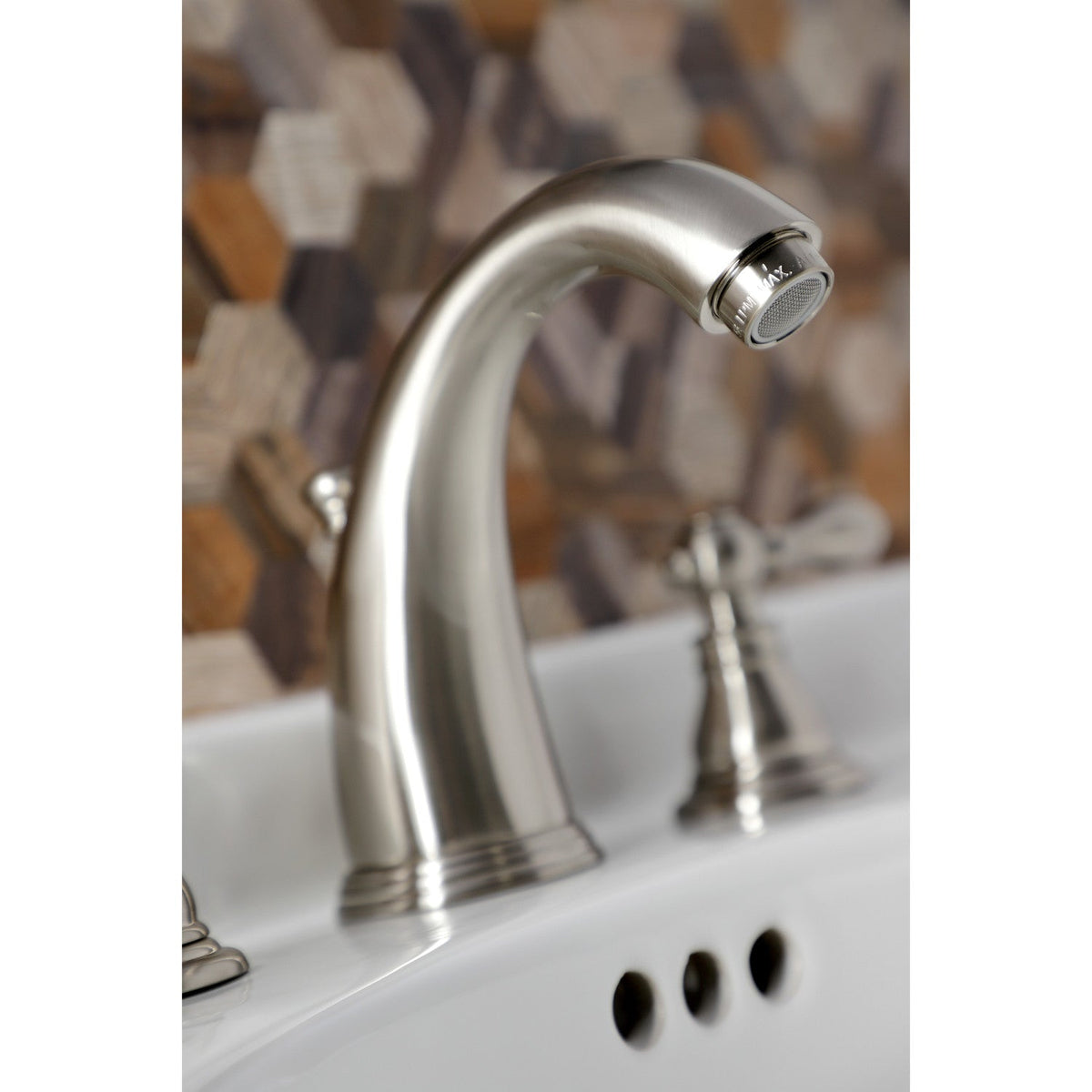 American Classic Widespread Bathroom Faucet with Pop-Up Drain in Brushed Nickel