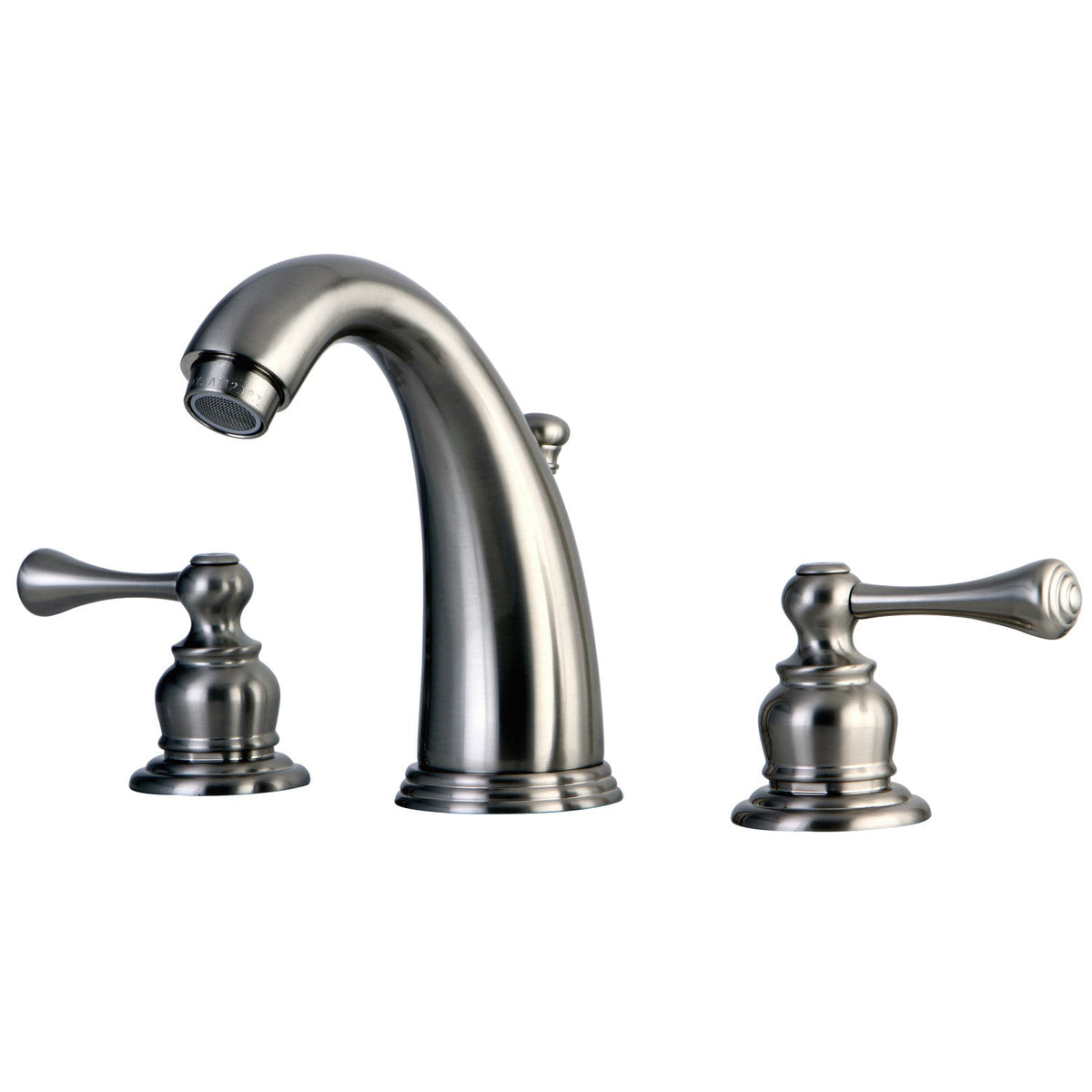 Victorian Widespread Bathroom Faucet with Pop-Up Drain in Brushed Nickel