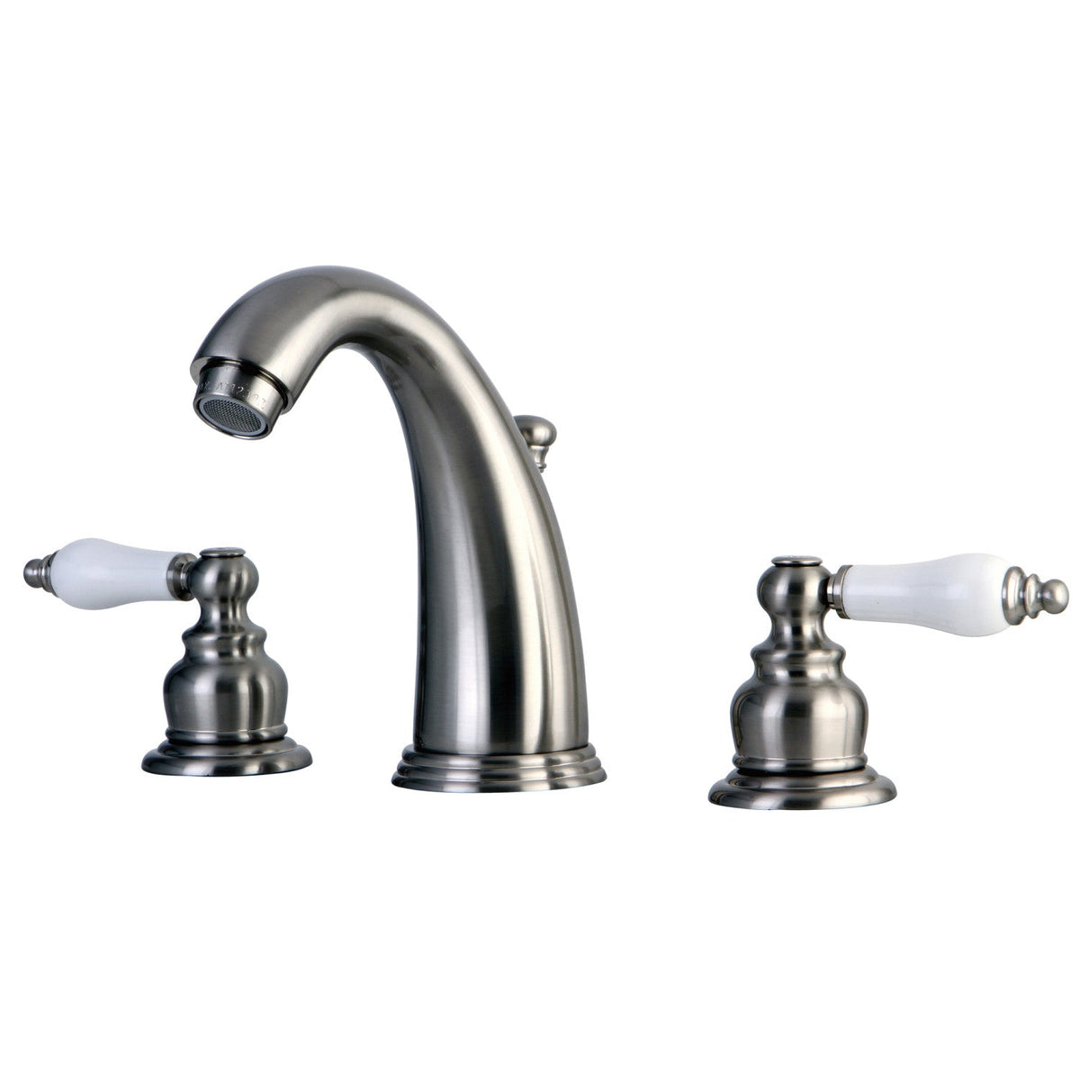 Victorian Widespread Bathroom Faucet with Pop-Up Drain in Brushed Nickel