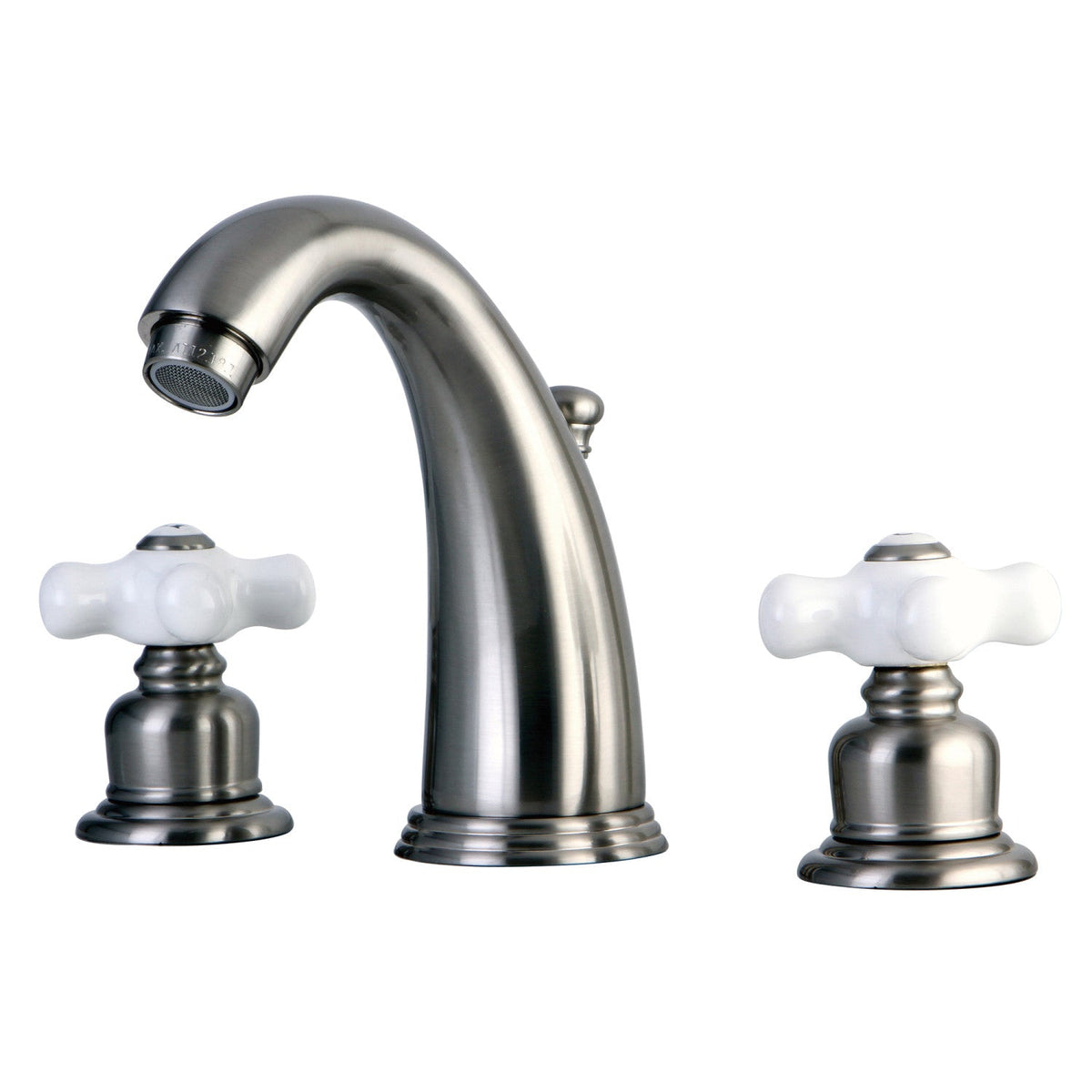 Victorian Widespread Bathroom Faucet with Pop-Up Drain in Brushed Nickel