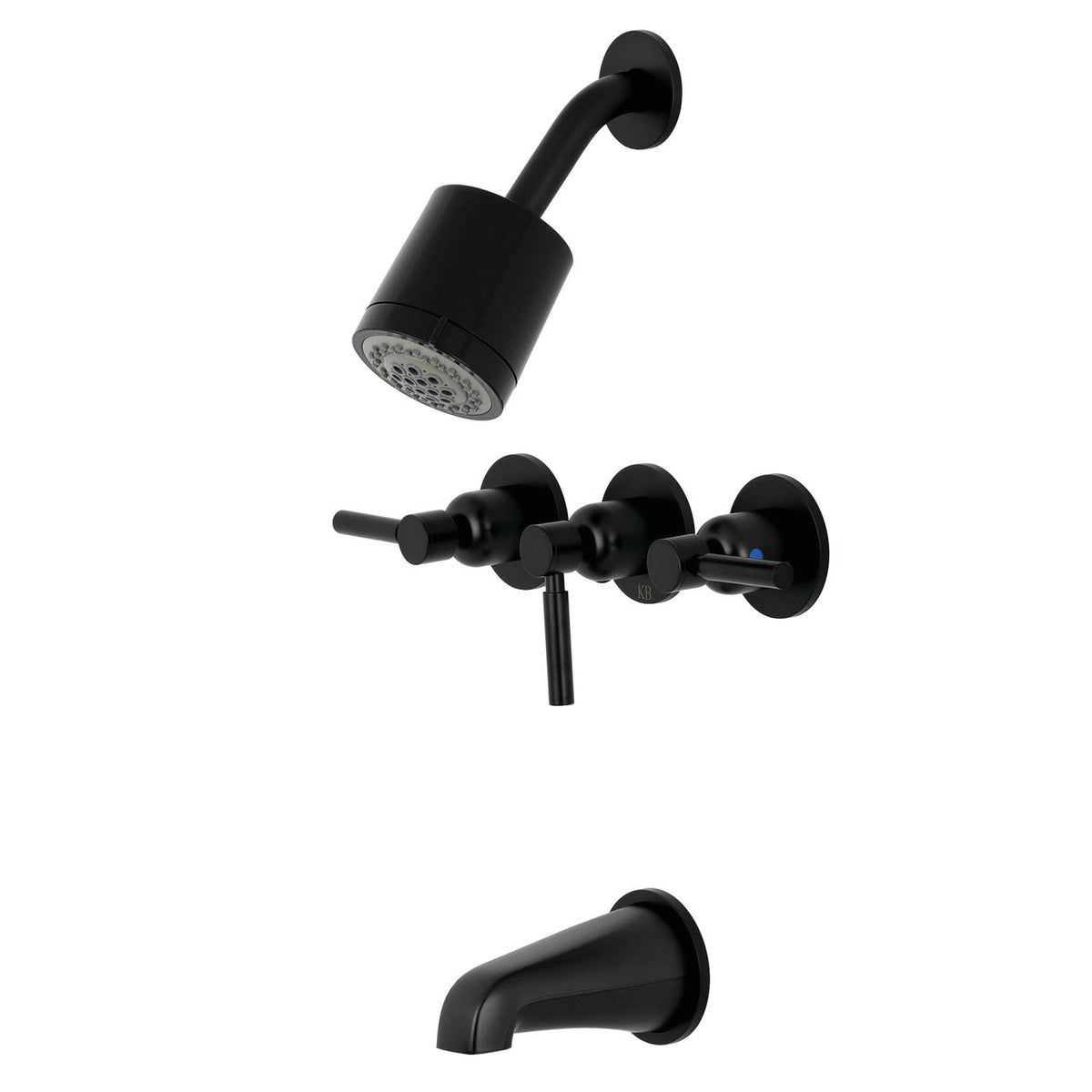 Concord Triple-Handle Tub and Shower Faucet in Matte Black