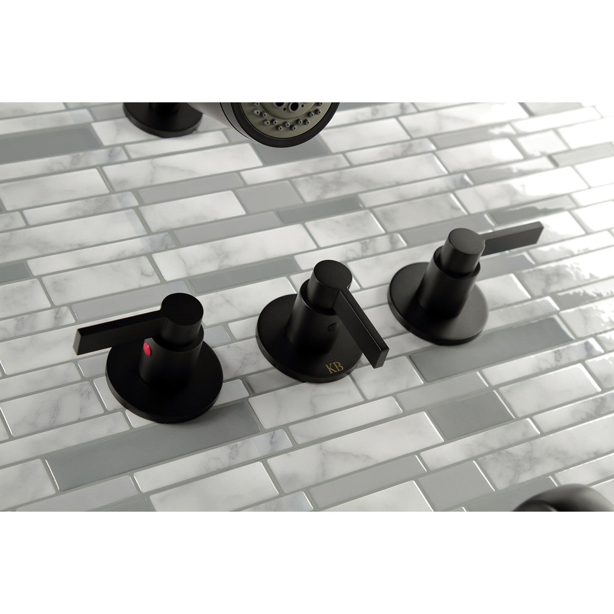 NuvoFusion Triple-Handle Tub and Shower Faucet in Matte Black