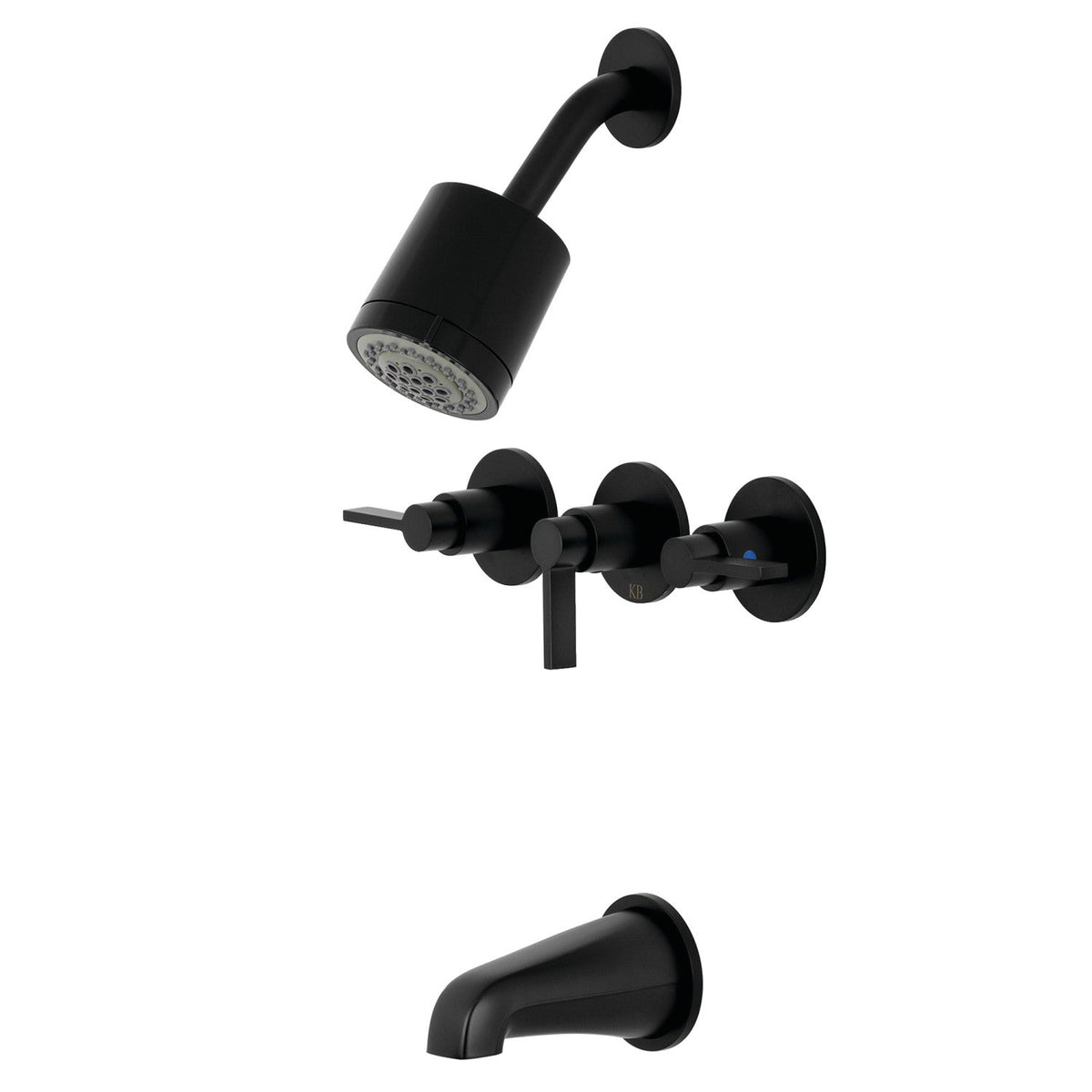 NuvoFusion Triple-Handle Tub and Shower Faucet in Matte Black