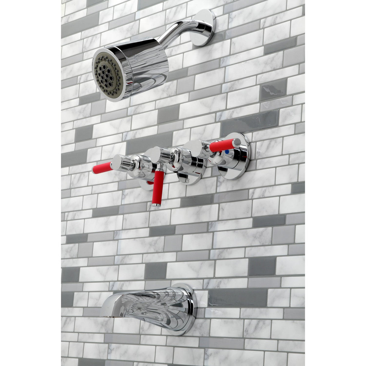Kaiser Triple-Handle Tub and Shower Faucet in Polished Chrome