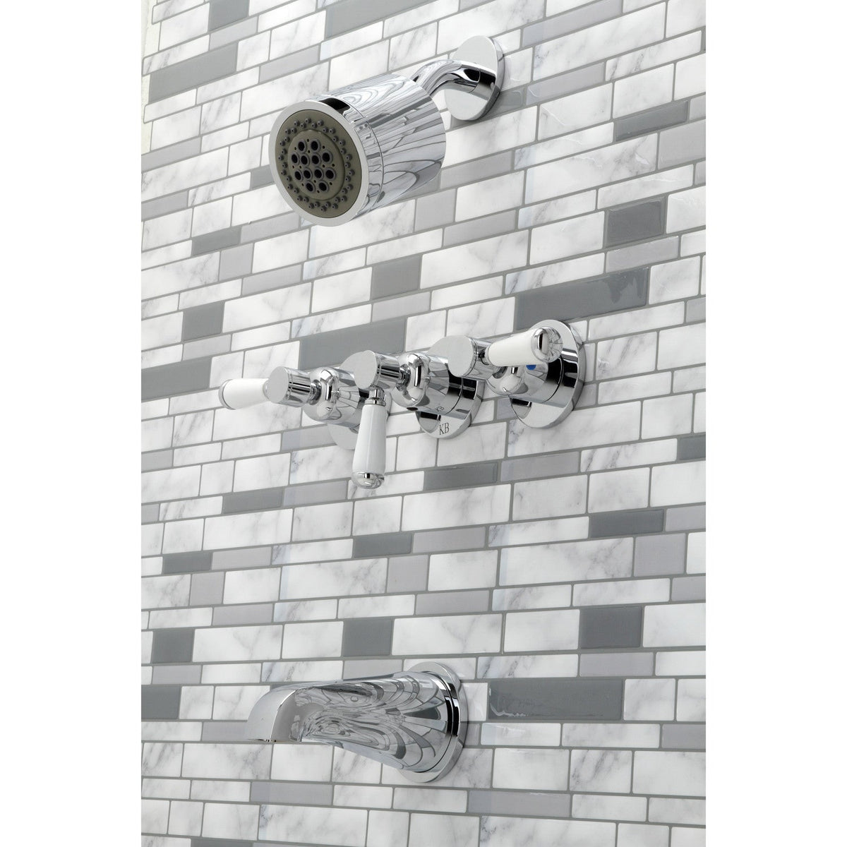 Paris Triple-Handle Tub and Shower Faucet in Polished Chrome