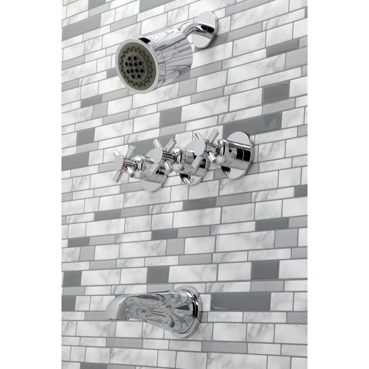 Concord Triple-Handle Tub and Shower Faucet in Polished Chrome