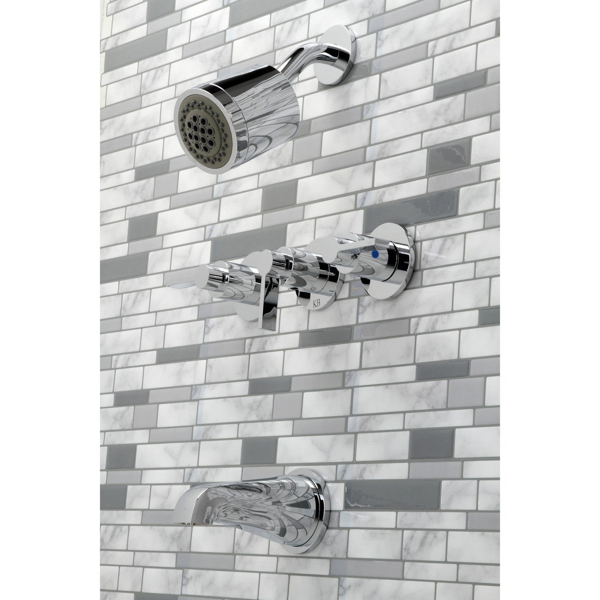 NuvoFusion Triple-Handle Tub and Shower Faucet in Polished Chrome