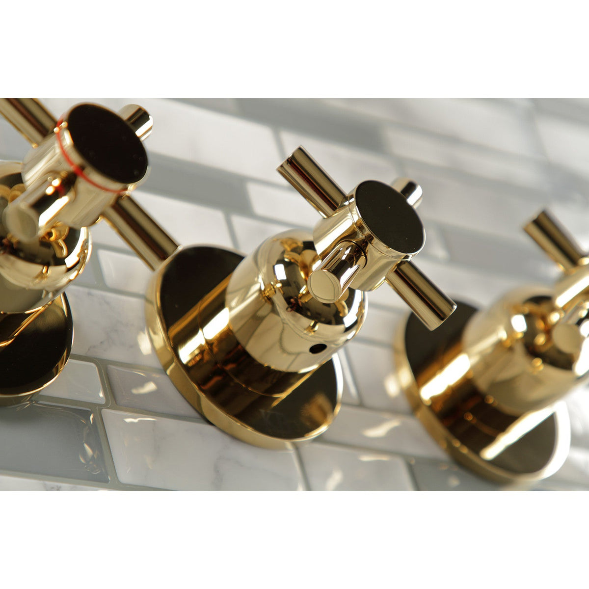 Concord Triple-Handle Tub and Shower Faucet in Polished Brass