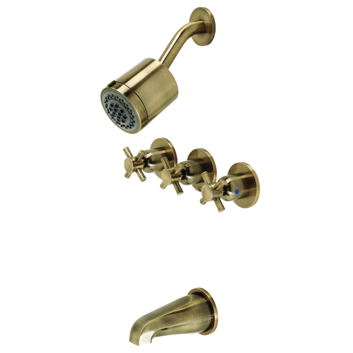 Concord Triple-Handle Tub and Shower Faucet in Antique Brass