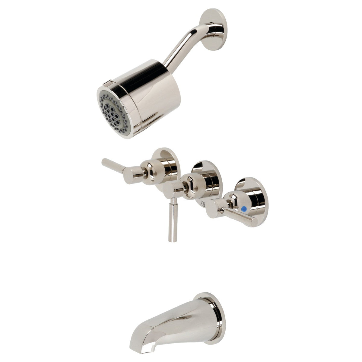 Concord Triple-Handle Tub and Shower Faucet in Polished Nickel