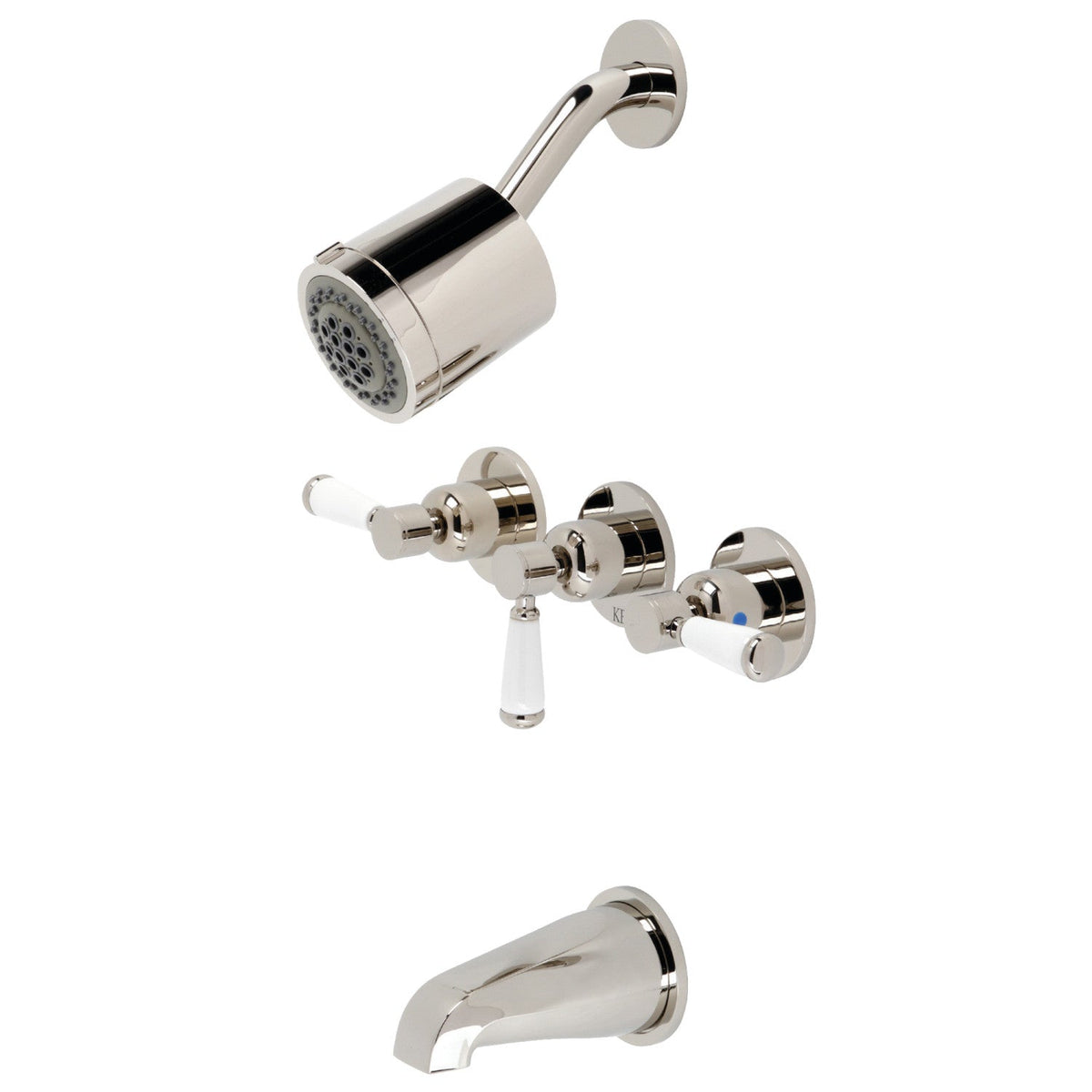 Paris Triple-Handle Tub and Shower Faucet in Polished Nickel