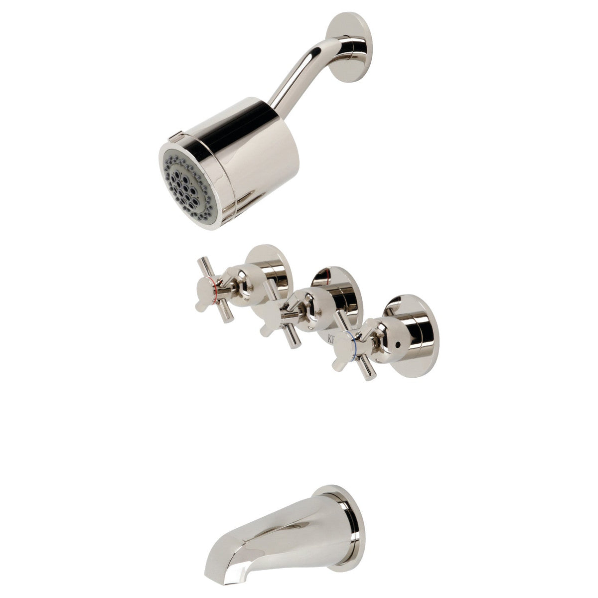 Concord Triple-Handle Tub and Shower Faucet in Polished Nickel