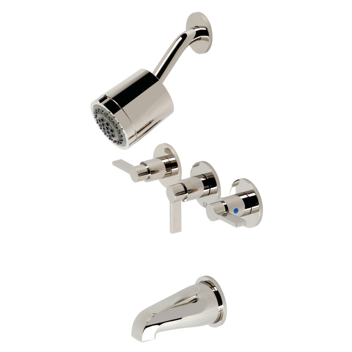 NuvoFusion Triple-Handle Tub and Shower Faucet in Polished Nickel