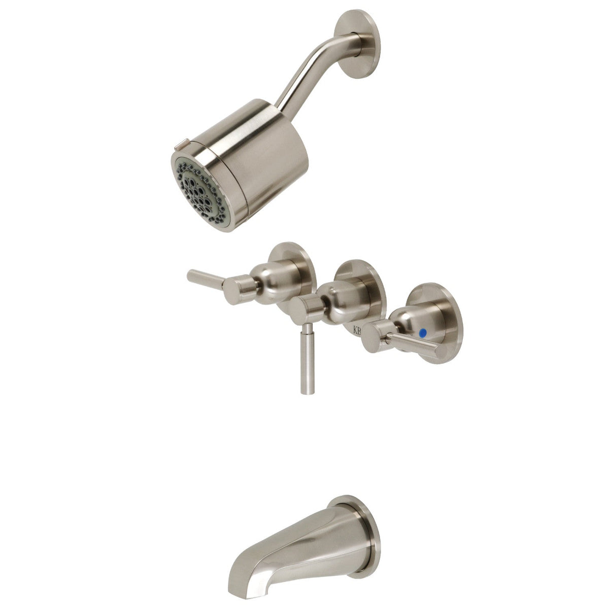 Concord Triple-Handle Tub and Shower Faucet in Brushed Nickel