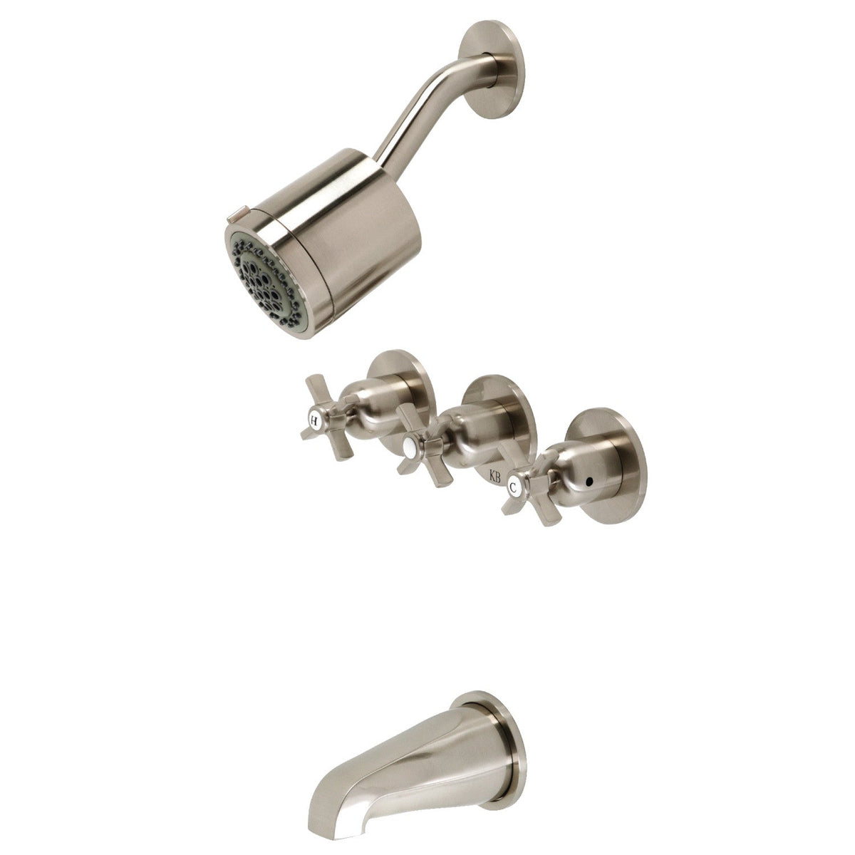Millennium Triple-Handle Tub and Shower Faucet in Brushed Nickel