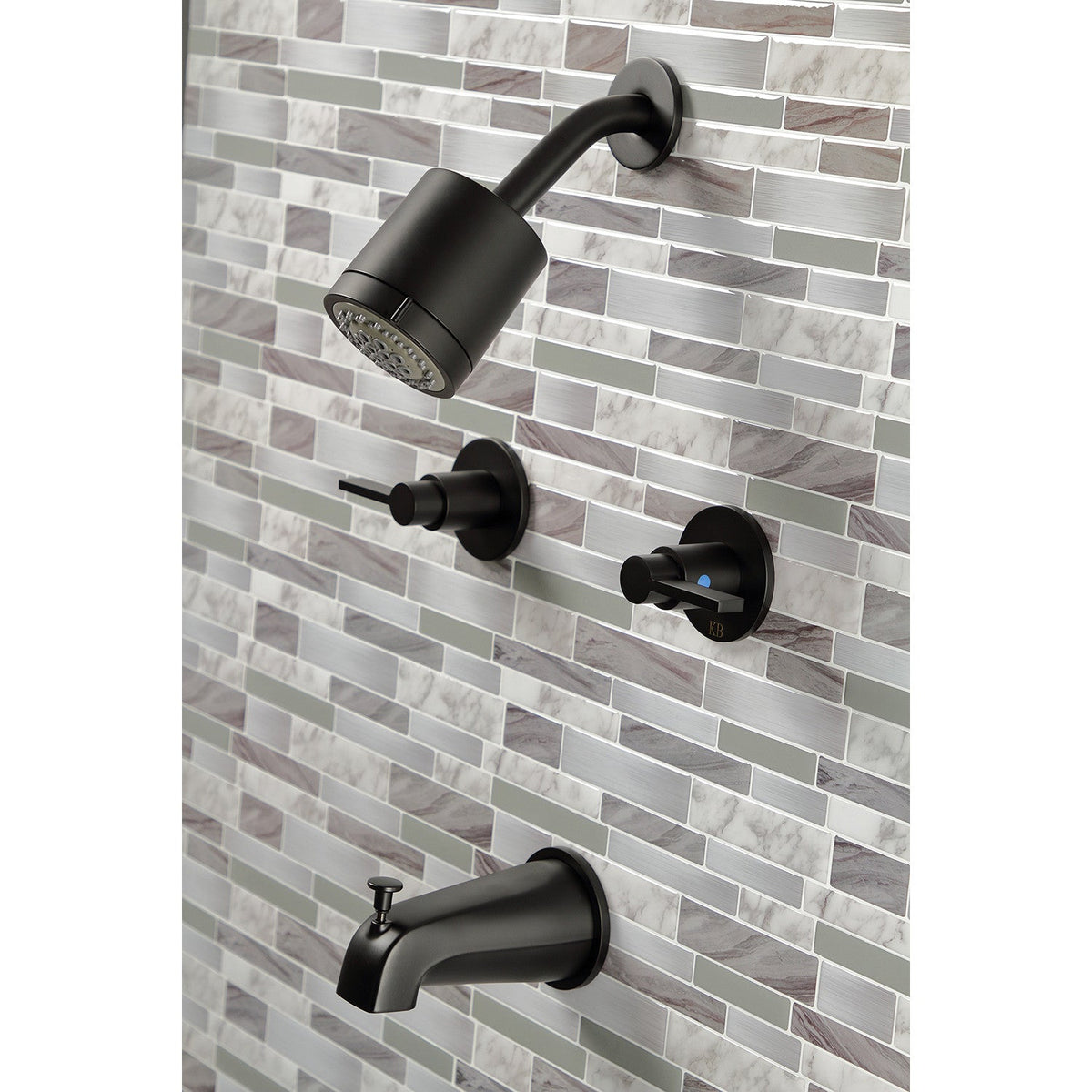 NuvoFusion Double-Handle Tub and Shower Faucet in Matte Black
