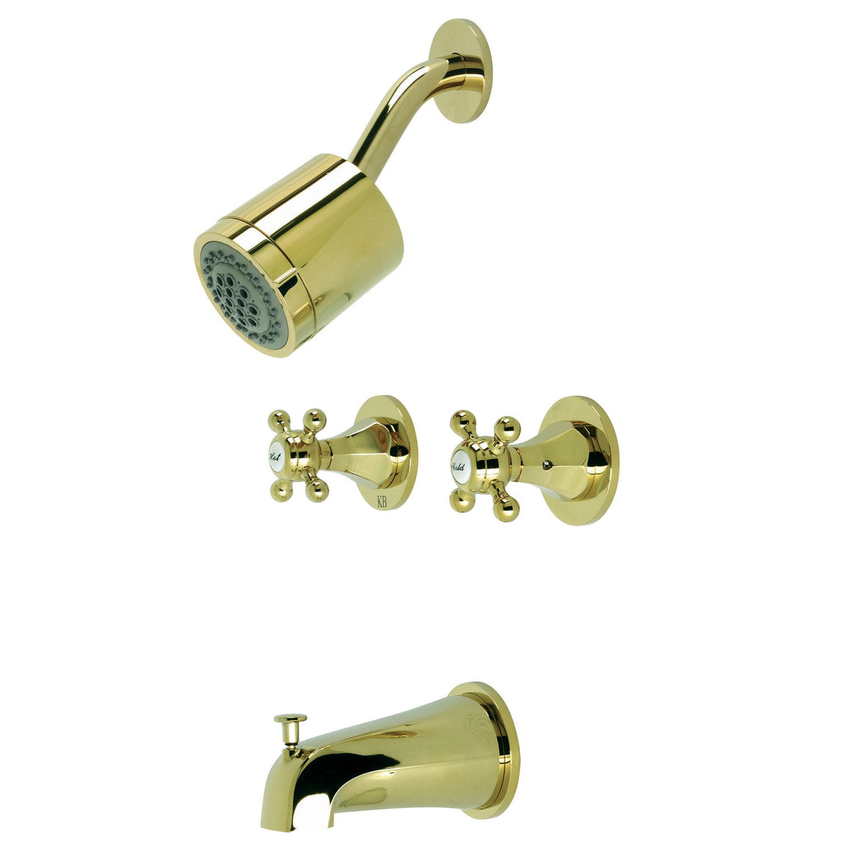 Metropolitan Double-Handle Tub and Shower Faucet in Polished Brass
