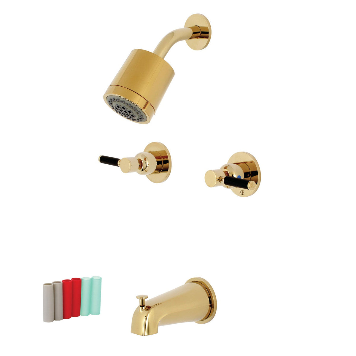 Kaiser Double-Handle Tub and Shower Faucet in Polished Brass