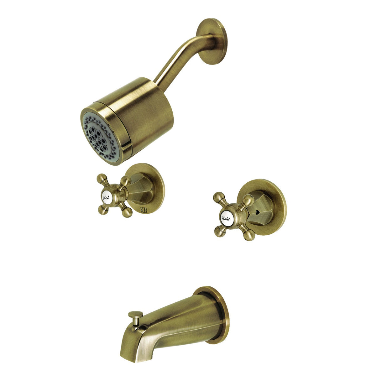 Metropolitan Double-Handle Tub and Shower Faucet in Antique Brass